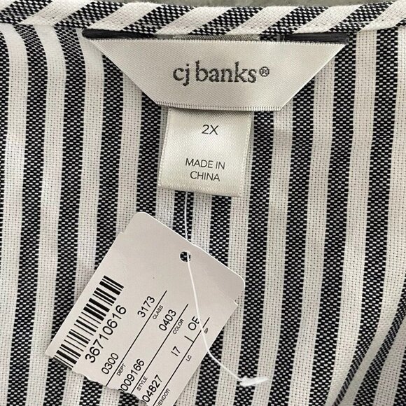 Christopher & Banks NWT Open Cardigan Womens Size 2X Long Sleeve Striped Peasant - Picture 3 of 9